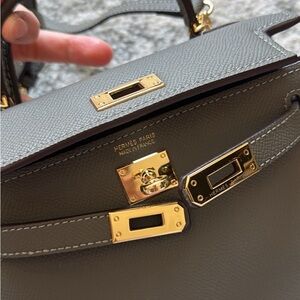 Gray Leather Handbag Kelly birkin dupe!